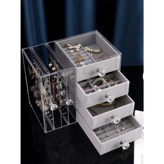 Jewelry Organizer Box Earrings Necklace Display Stand Storage Drawer Box Dustproof