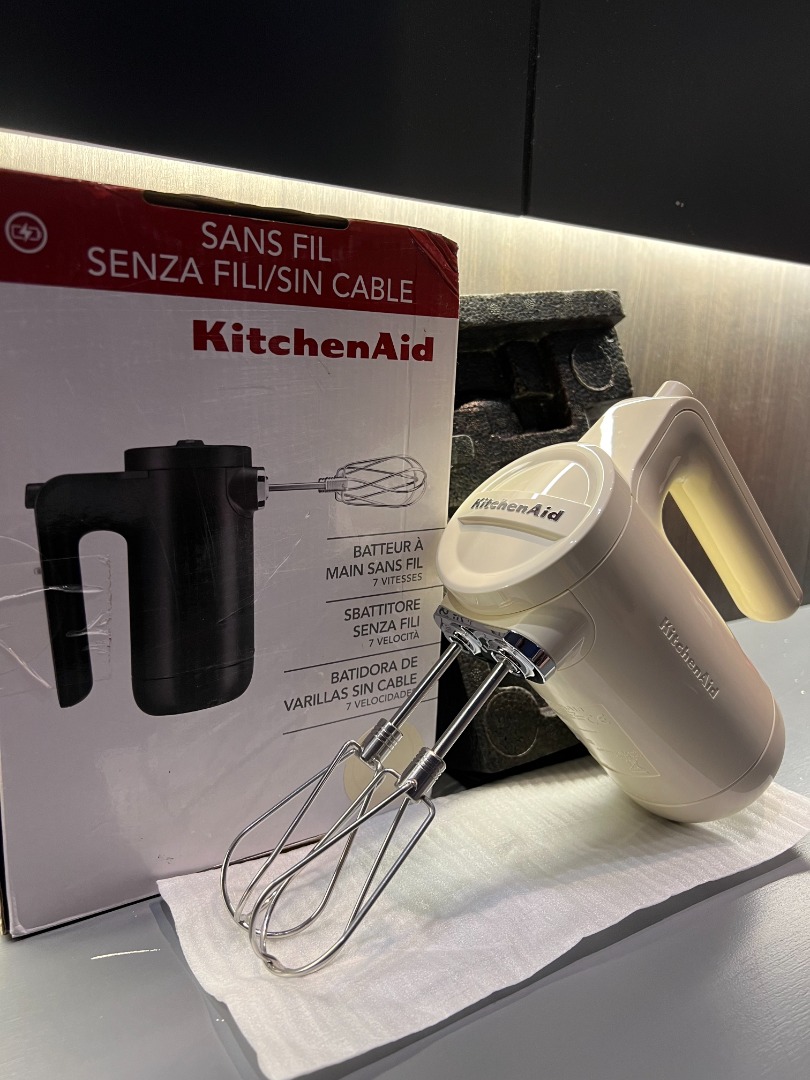 KitchenAid Cordless 7 Speed Hand Mixer Almond Cream, TV & Home