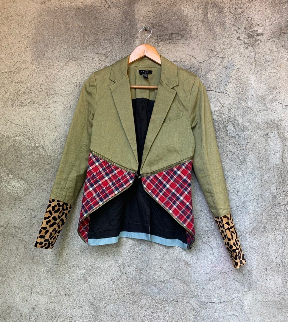Topshop tartan leopard blazer hot sale