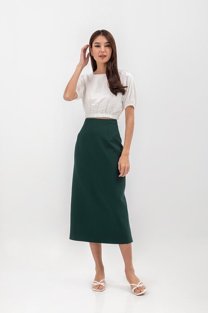 Forest green hotsell pencil skirt