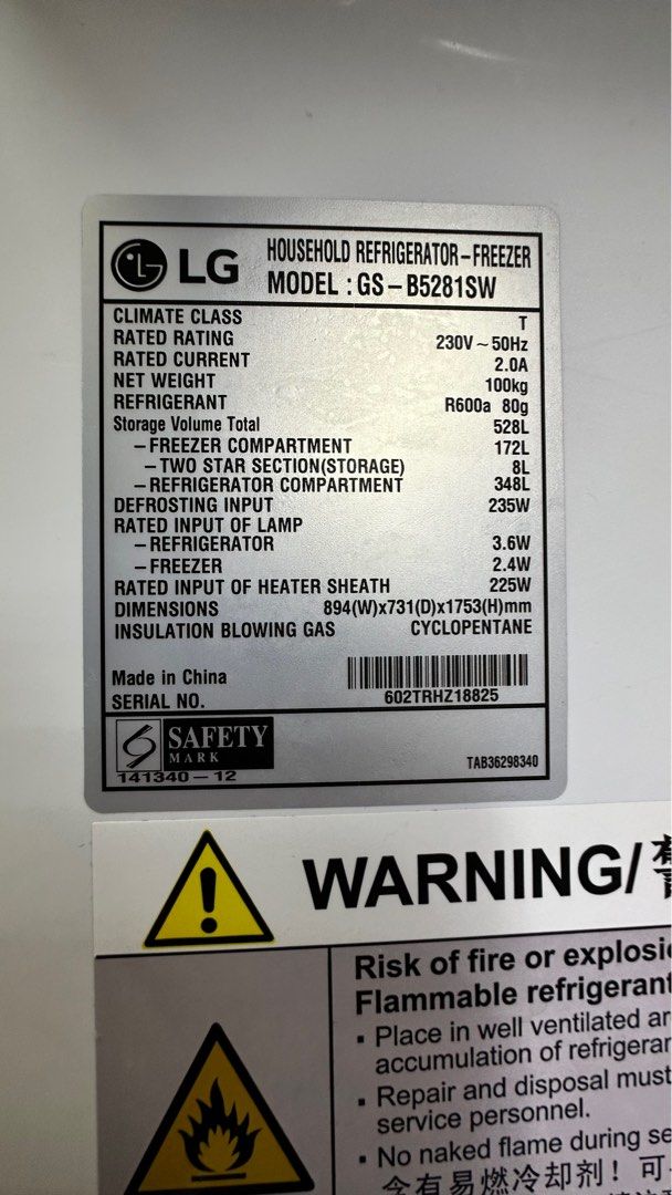 LG Fridge Side by Side door, TV & Home Appliances, Kitchen Appliances