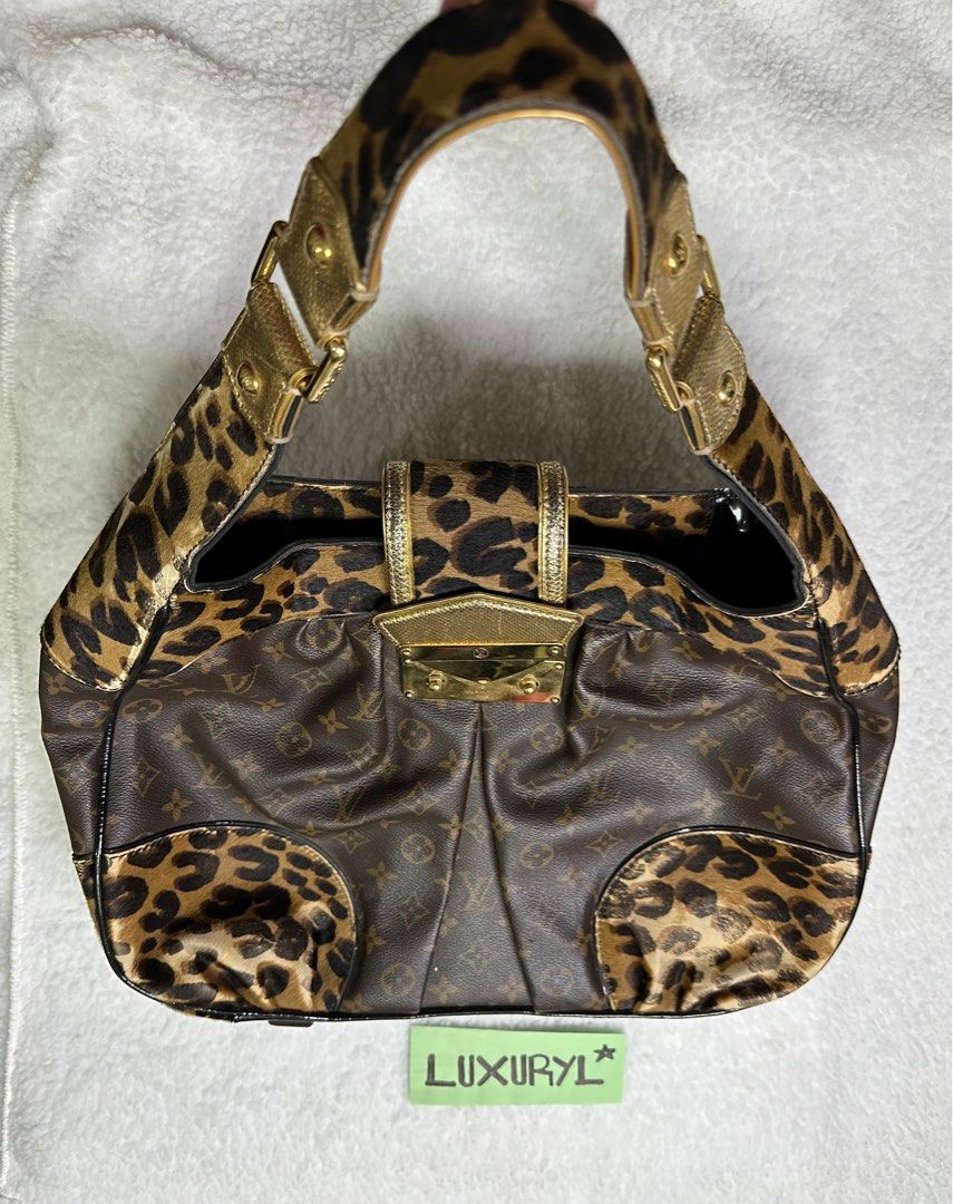 Buy Pre-Owned LOUIS VUITTON Polly Leopard Hobo Bag Monogram Canvas