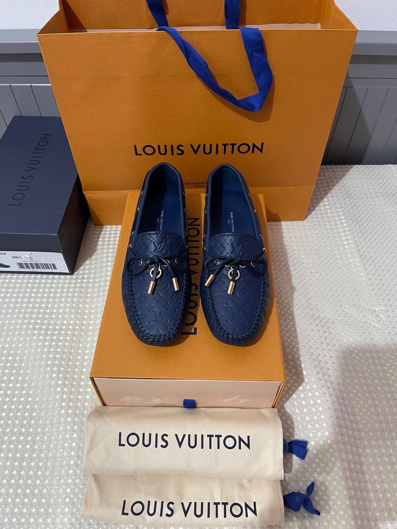 LOUIS VUITTON SHOES GLORIA MOCCASIN 36 MONOGRAM SUEDE calf leather SHOES  Navy blue ref.881286 - Joli Closet