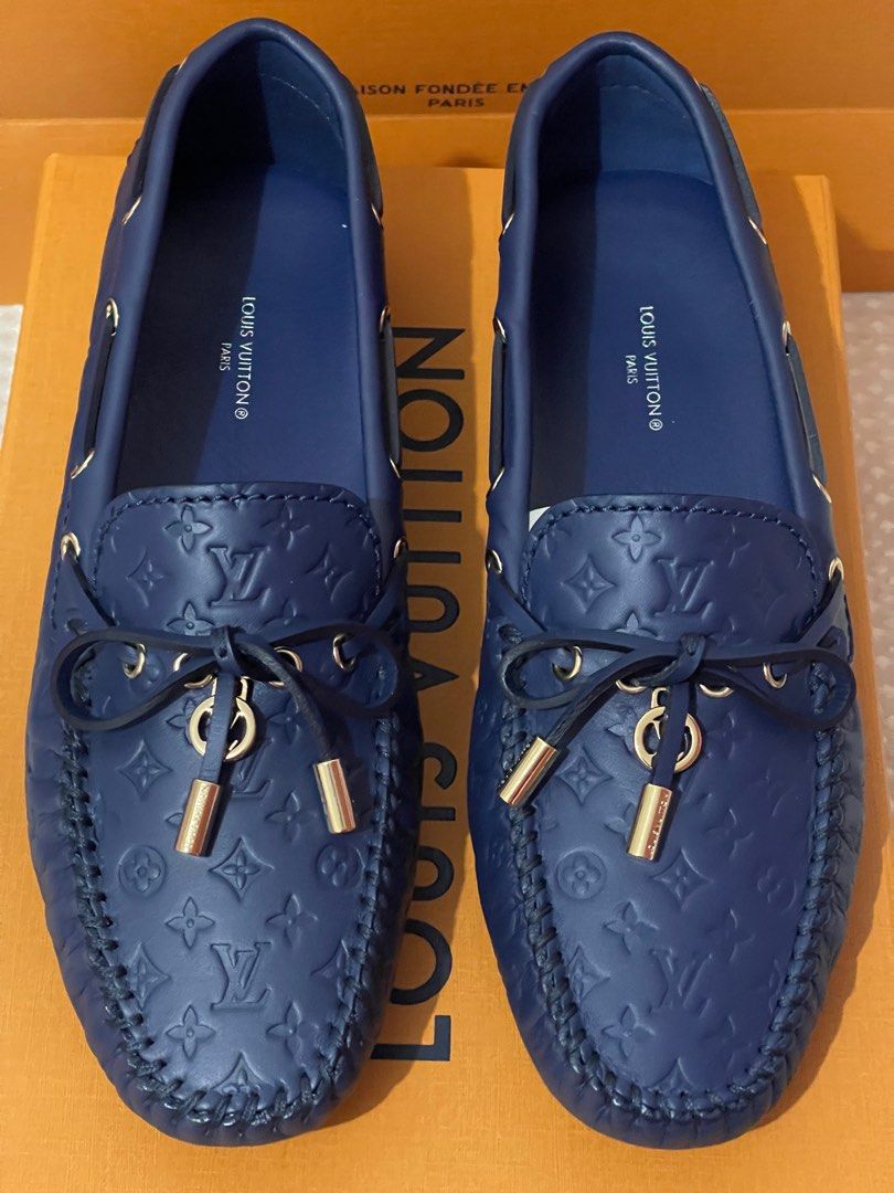 Gloria leather flats Louis Vuitton Navy size 39.5 EU in Leather - 32758459