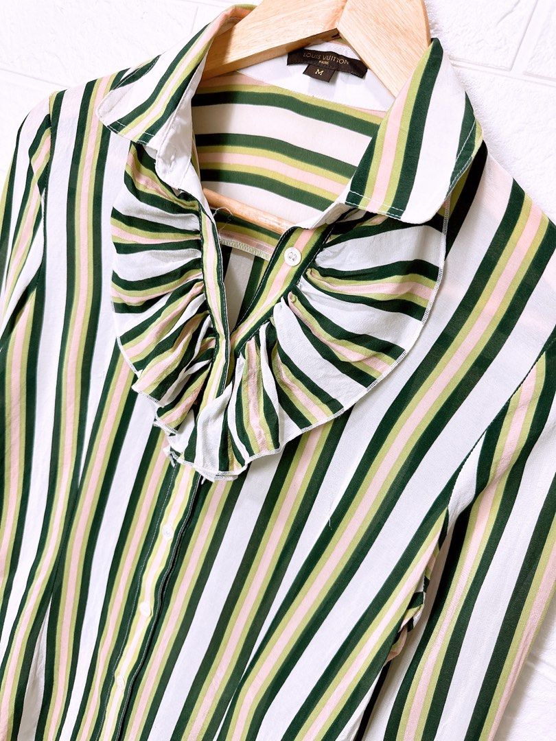 NWOT Louis Vuitton Navy/White Striped Logo Detail Cardigan Sweater Size XS