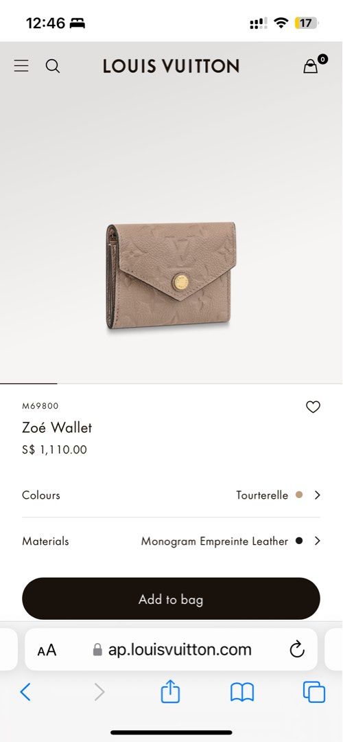 Louis Vuitton ZOE Zoé wallet (M62932)  Louis vuitton, Stylish  combinations, Tiny bag