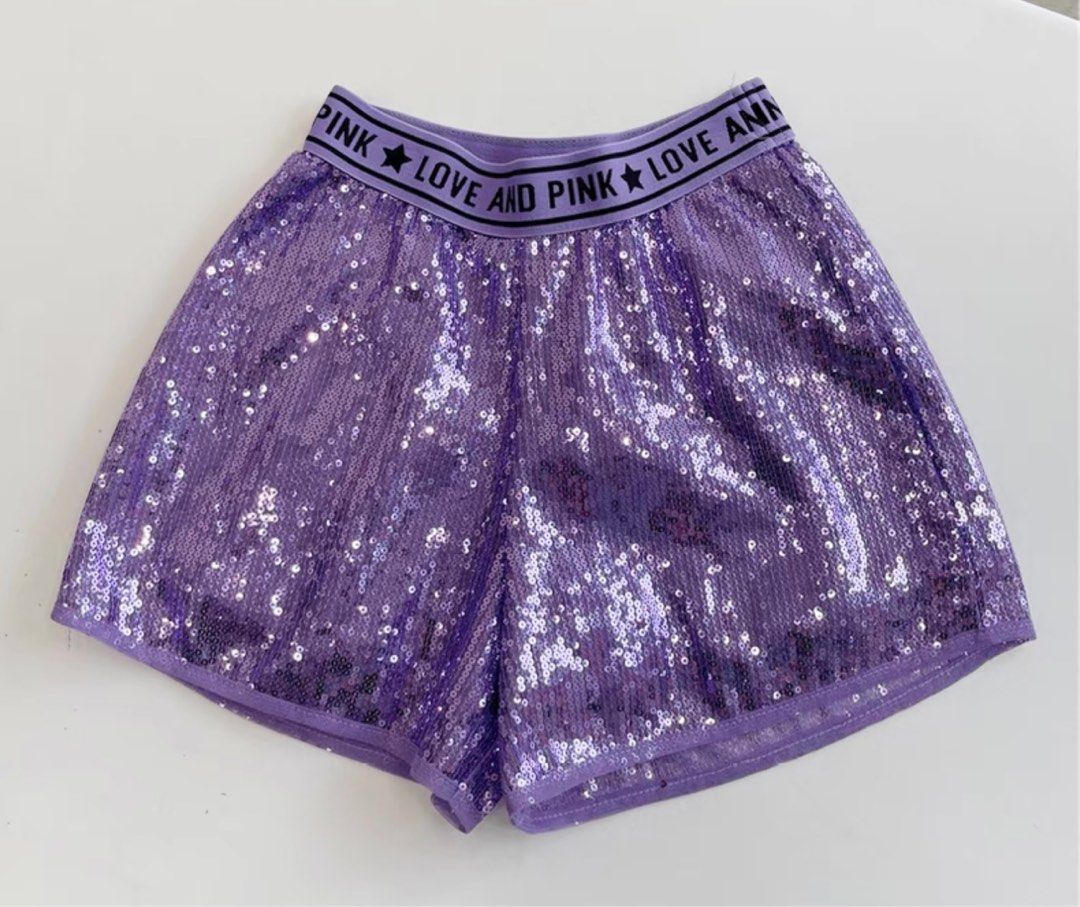 Purple sales sequin shorts