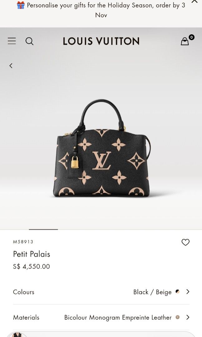 Louis Vuitton Petit Palais  Bicolour Monogram Empriente