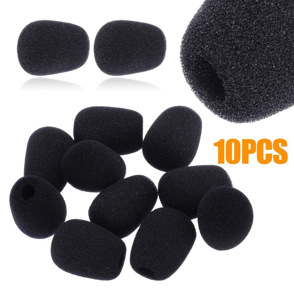 microphone headset sponge 10 Pcs 30x8MM Mini Microphone Headset Windscreen Sponge Foam Mic Cover Black