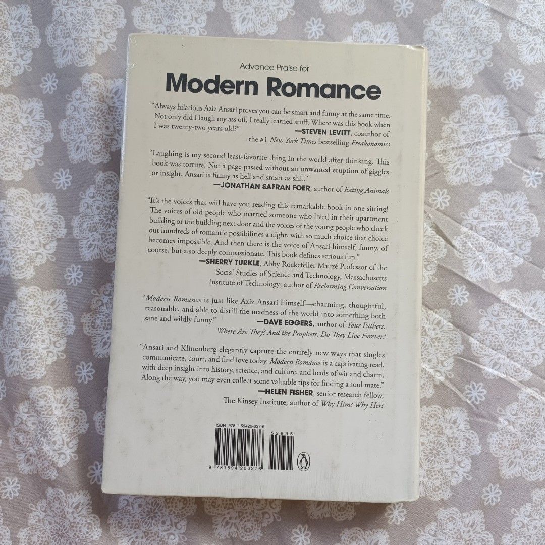 MODERN ROMANCE (Aziz Ansari) (Category: Storybooks) located in Antipolo. Submitted by chotchkies (Listing ID 1262676020, Image 2). Description: Brand new, hardbound - A comedian's personal observation about modern dating All items are for decluttering. Please manage your expectations. Two-day reservation only Location: Antipolo, Rizal MOP: GCash, BPI MOD: ABest, J&T, Grab, Lalamove.