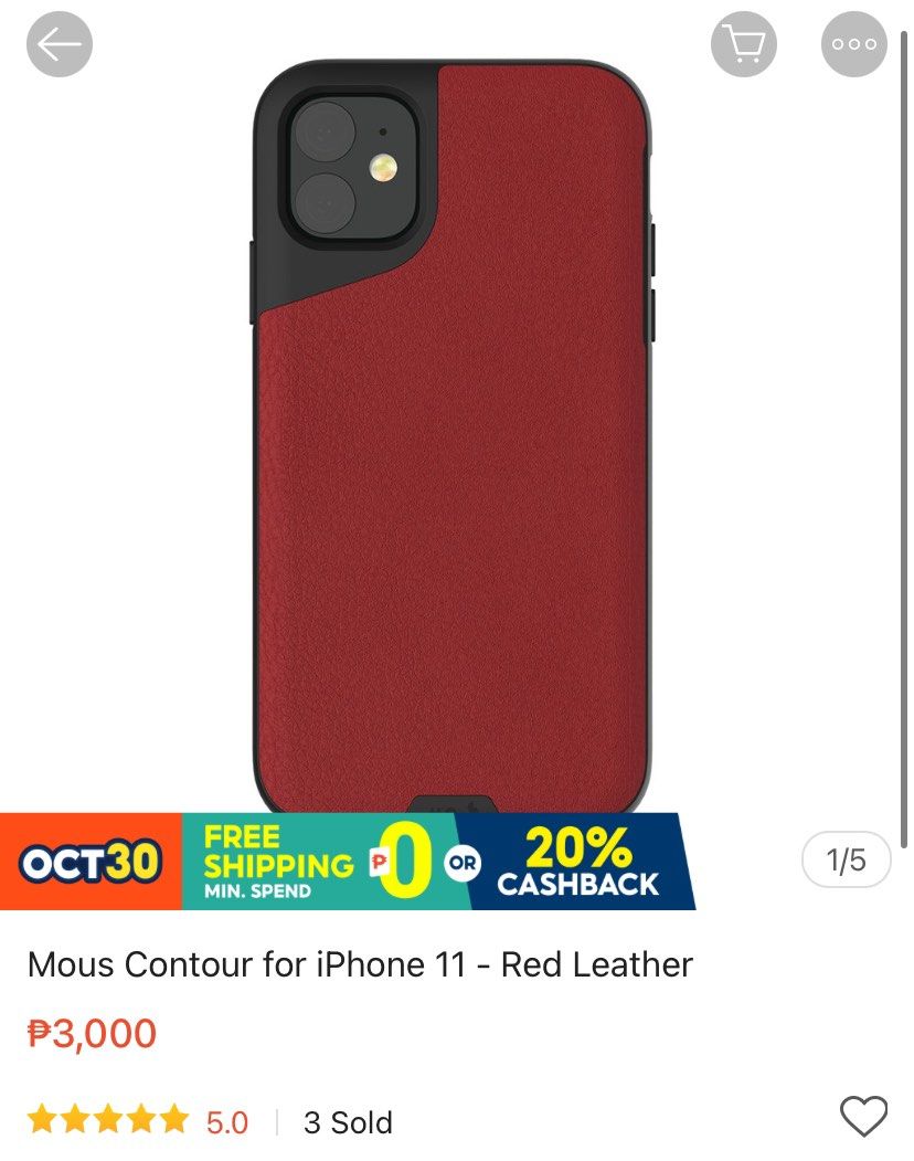 Mous Contour Case for Iphone 11 (Category: Cases & Sleeves) located in Angeles City. Submitted by snoopycafes (Listing ID 1262782227, Image 2). Description: Mous Contour Case for Iphone 11 📌 Brand New 📌 Superior impact-absorbing AiroShock™ 📌 Genuine leather back 📌 Sleek, not bulky 📌 Wireless charging compatible 📌 Designed to protect your screen 📌 Raised top and bottom edges protect your screen, without impeding edge-to-edge swiping 📌 2 av