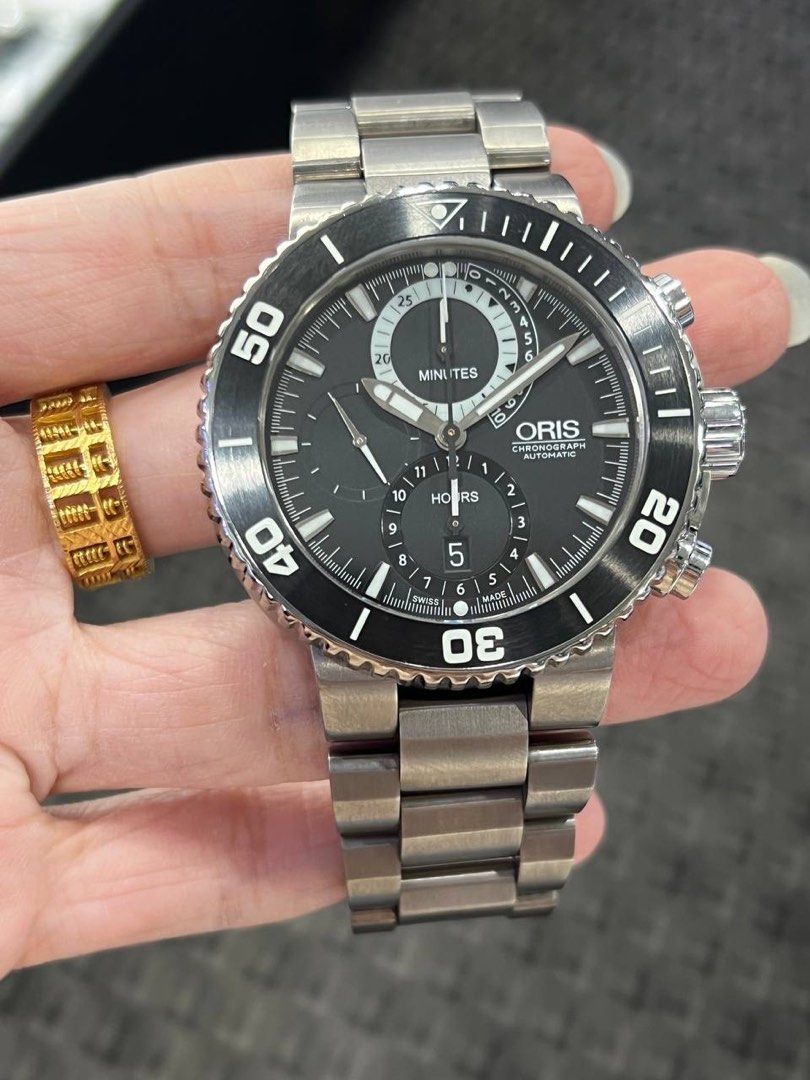 ORIS CARLOS COSTE TITANIUM CENOTE SERIES SWISS MADE AUTOMATIC CHRONOGRAPH 7655 71