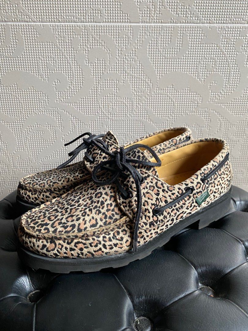 PARABOOT x UNITED ARROWS 別注款豹紋帆船鞋限定款6號, 他的時尚, 鞋