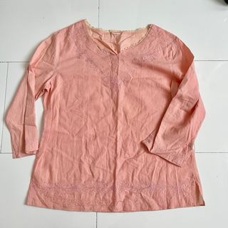 Peach Pink Embroidered Bohemian Summer Top