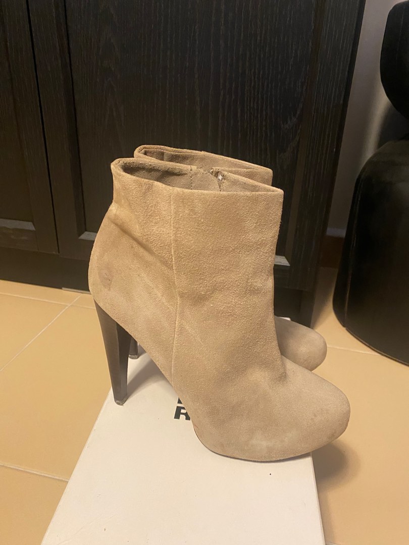 Red suede block best sale heel boots