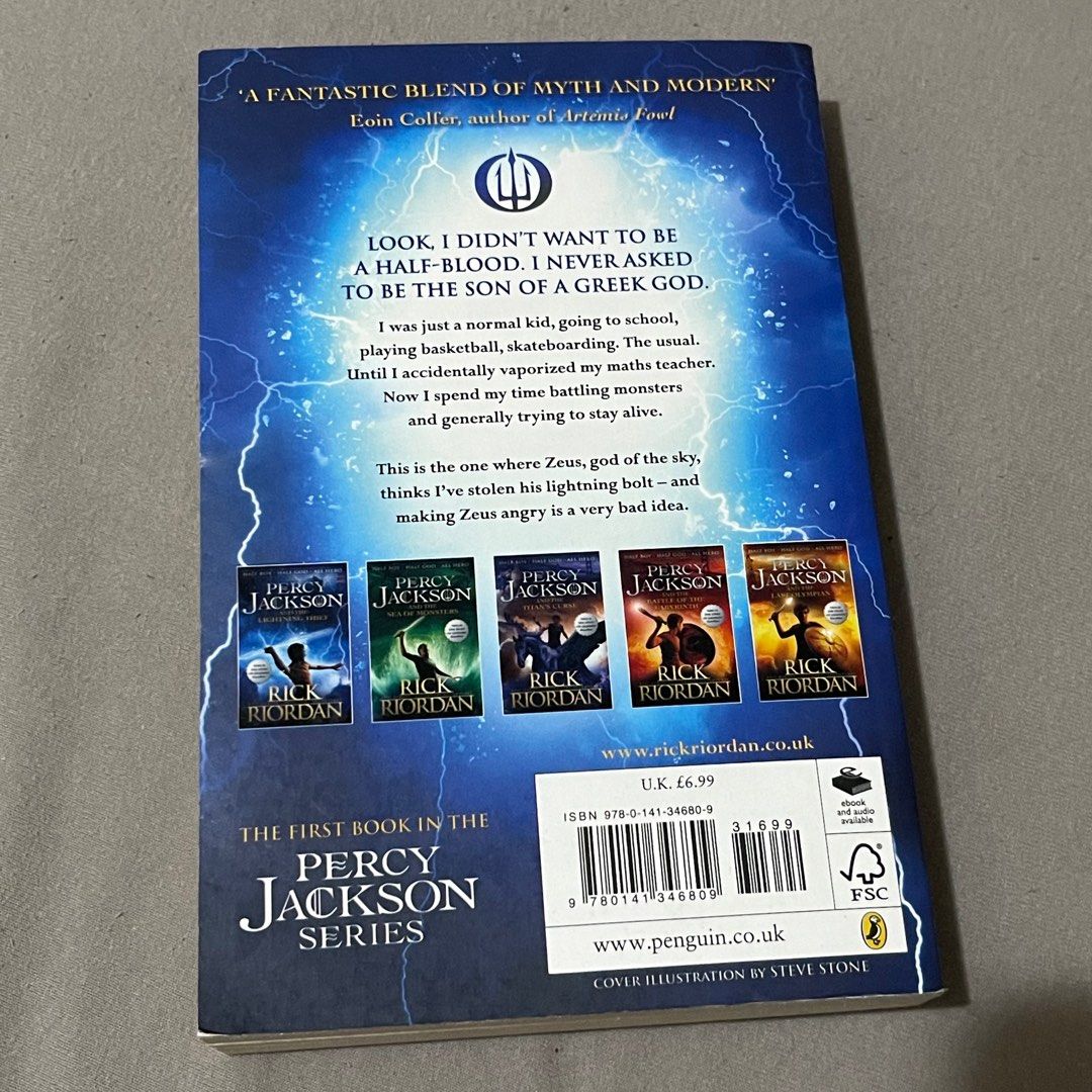 Percy Jackson Lightning Thief Rick Riordan, Hobbies & Toys, Books &  Magazines, Fiction & Non-Fiction on Carousell