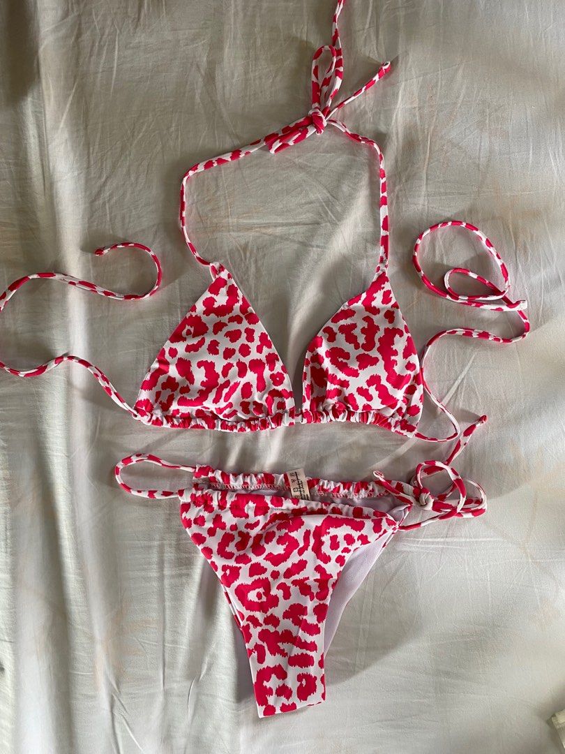 Pink cheetah print shop bikini