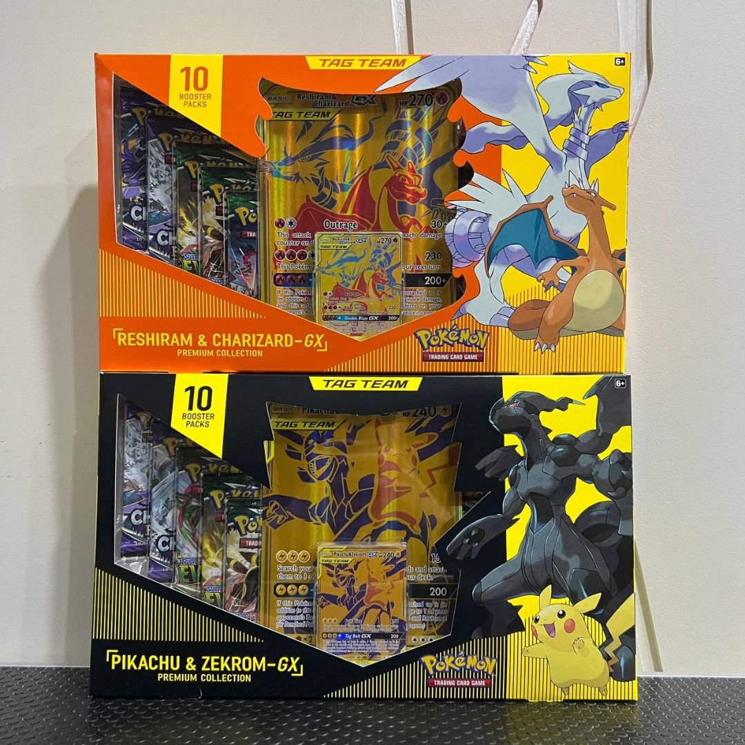  Pokémon TCG: Reshiram & Charizard GX Premium Collection : Toys  & Games
