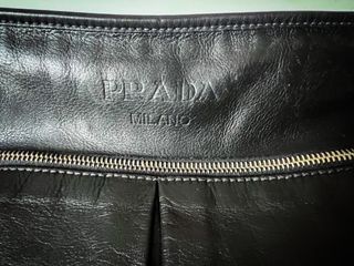 Small Saffiano Leather Double Prada Bag 31*14*23cm 1BG887, Black, One Size