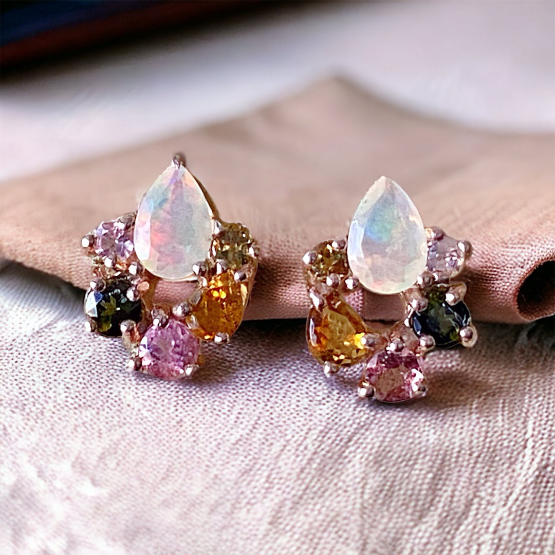 Rainbow opal earrings sale