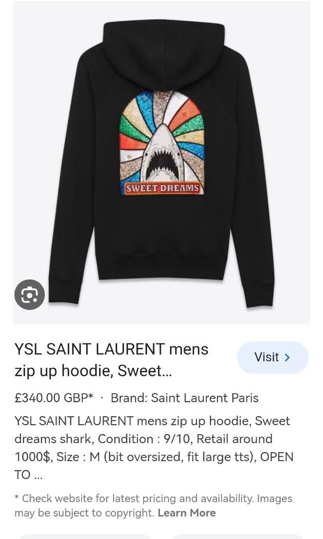 Saint laurent hot sale sweet dreams hoodie