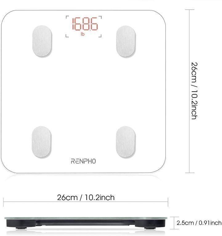 RENPHO Scale for Body Weight, Digital Weighing Elis 1 Scales with Body Fat  and Water Weight, Smart Bluetooth Body Fat Measurement Device, Body  Composition Monitor with Smart App, 396lbs 10.2 x 10.2