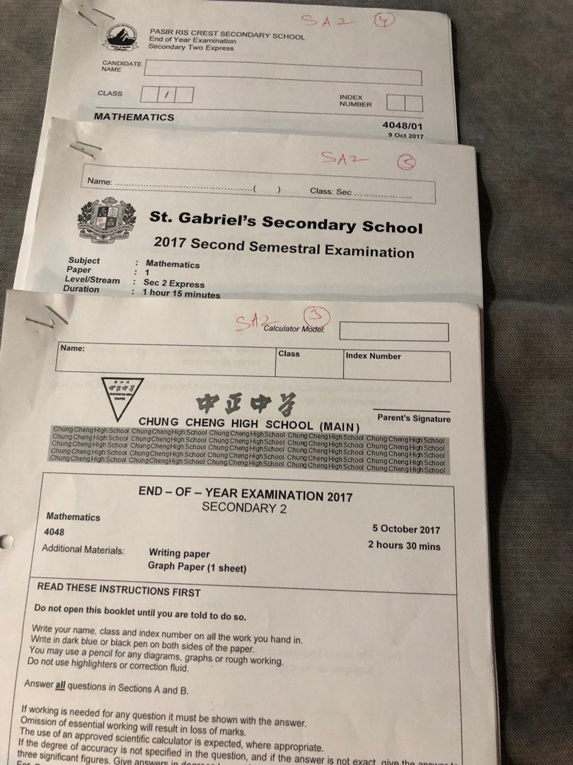 Secondary Math Test Secondary 2 Test papers mathematics, Hobbies & Toys, Books & Magazines ...