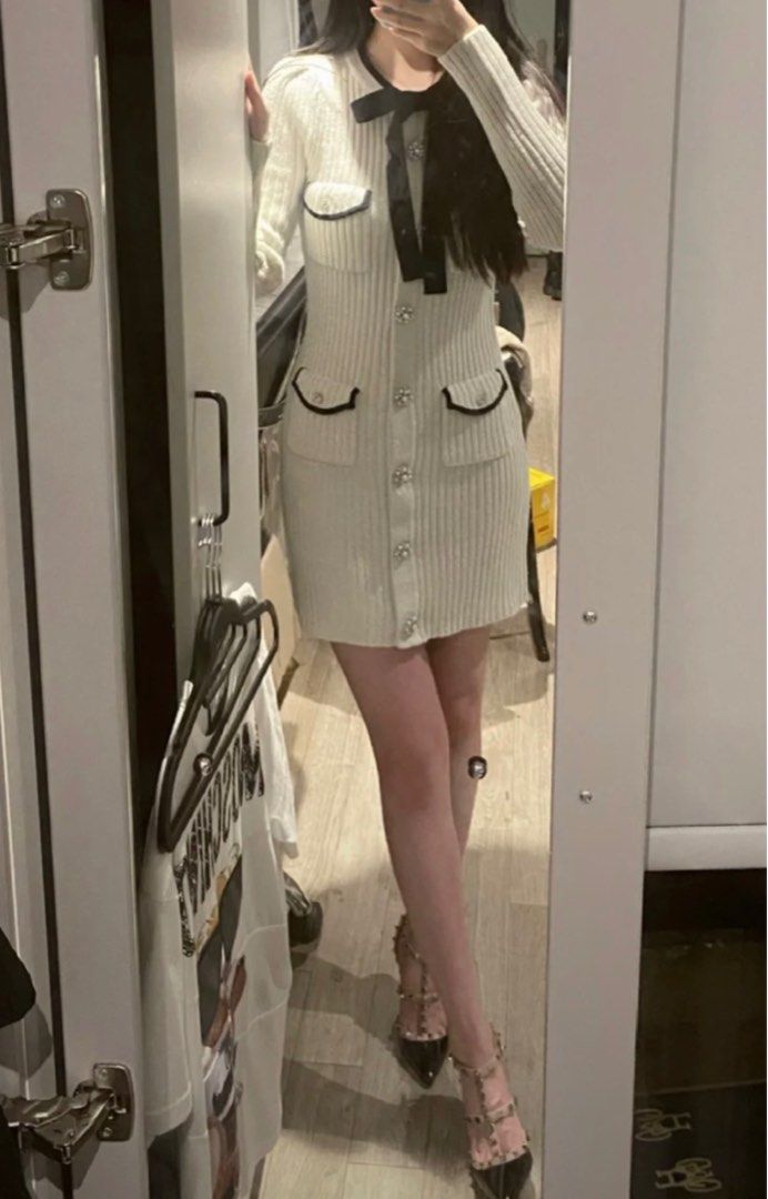 Self portrait Ivory Lurex knit dress, Women's Fashion, Dresses & Sets,  Dresses on Carousell