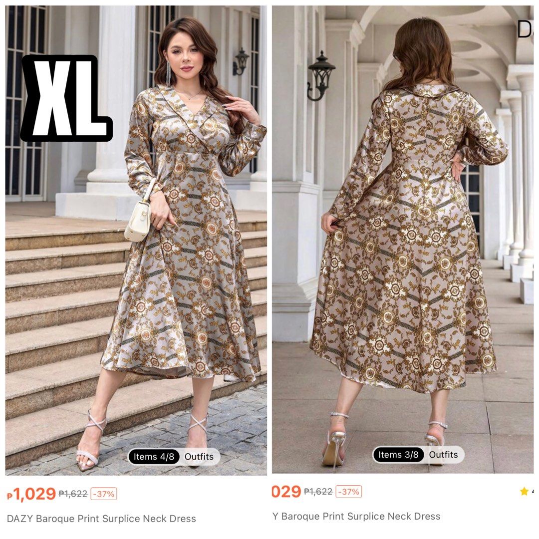 Shein-Dazy Baroque Vintage Print Maxi Dress/ Heart Evangelista and