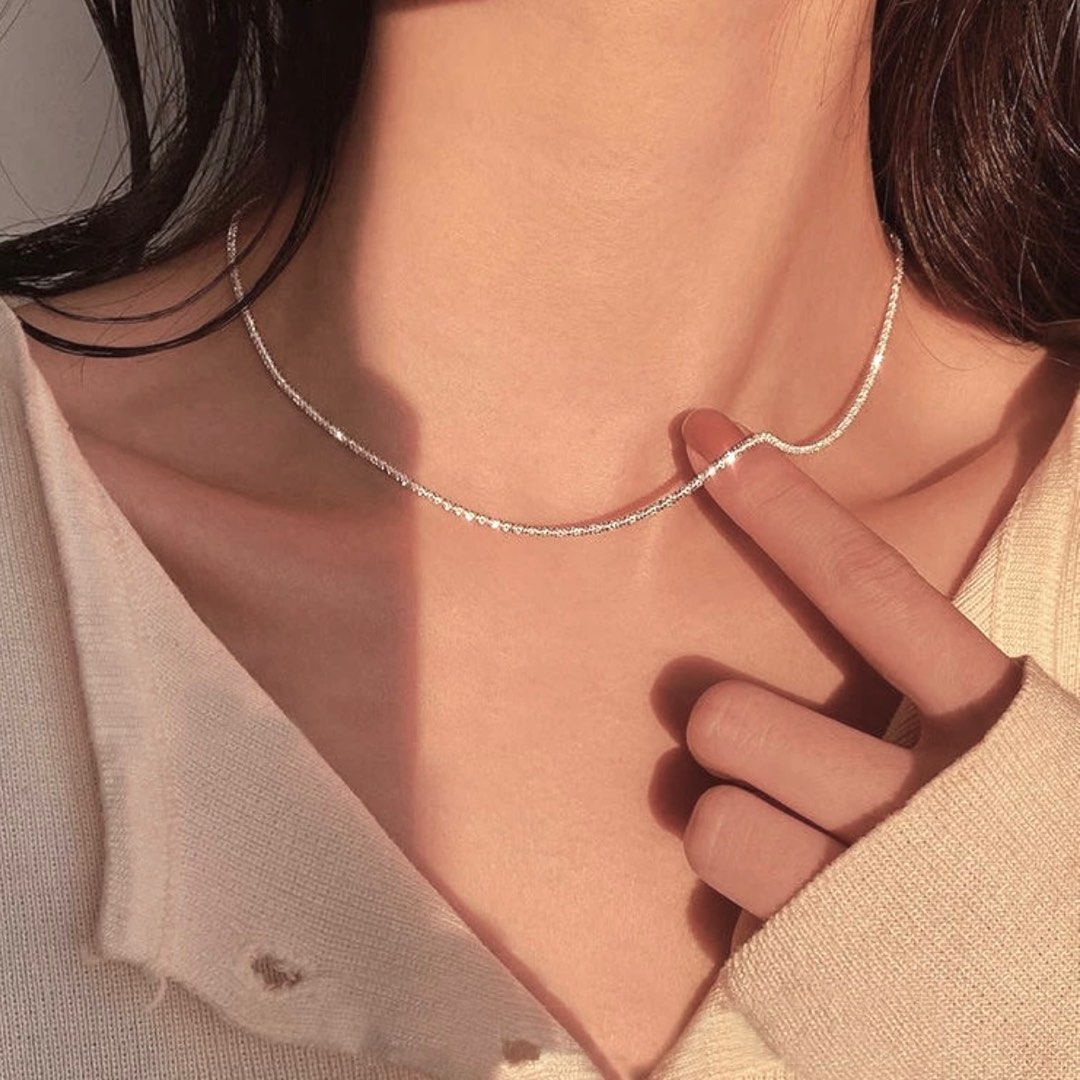 Simple Alloy Sliver Choker Necklace Women Women s Fashion