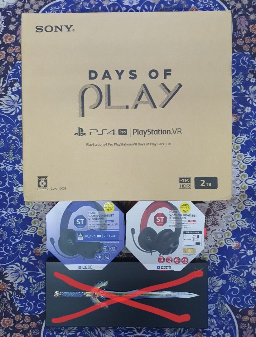 Sony Days Of Play PS4 Pro 2TB u0026 PSVR + Headset Hori Blue u0026 Red