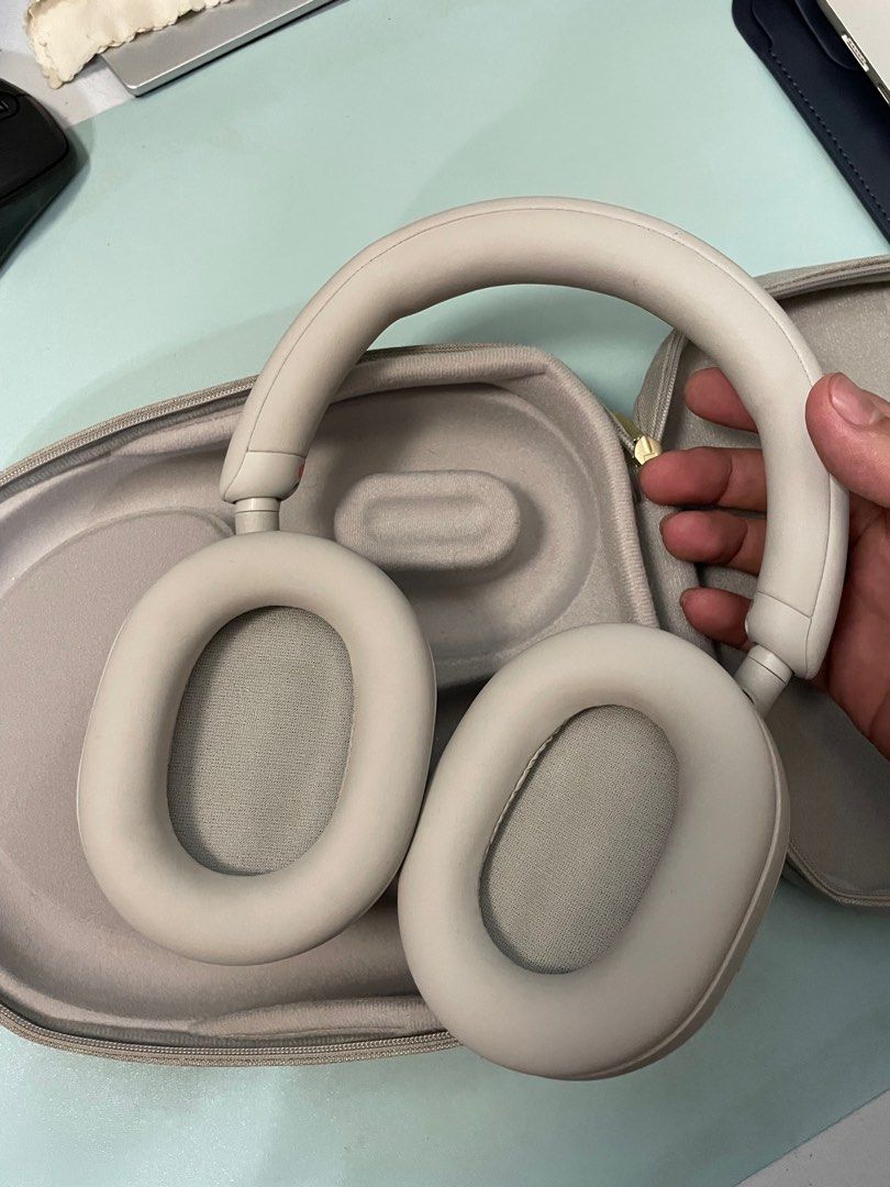 Sony WH-1000XM5 - Silver color (Category: Headphones & Headsets) located in Tagum. Submitted by walterwhite001 (Listing ID 1262831362, Image 2). Description: Sony XM5 Headphones. Bought July of this year. Rarely used. Still prefer earbuds. Can swap to Apple Airpods Pro 2 (USB - C variant) Used less than 10 times. • With Original Accessories (AUX cable, USB-C Cable, Case, Box) Still unused. • With 1 year warranty and Official Receipt Buyer to shou