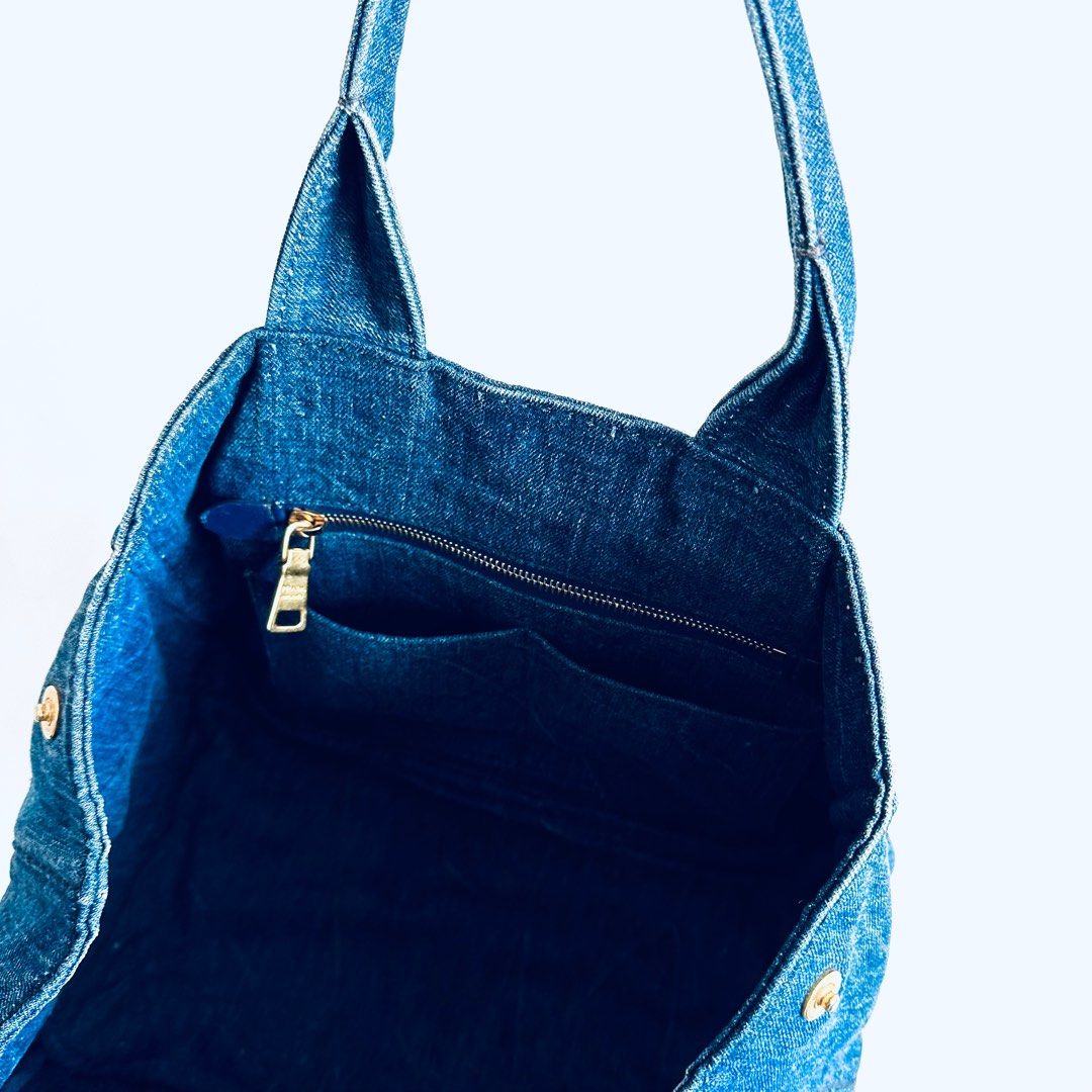 Prada Canapa Logo Denim Tote Bag (SHG-34089) – LuxeDH