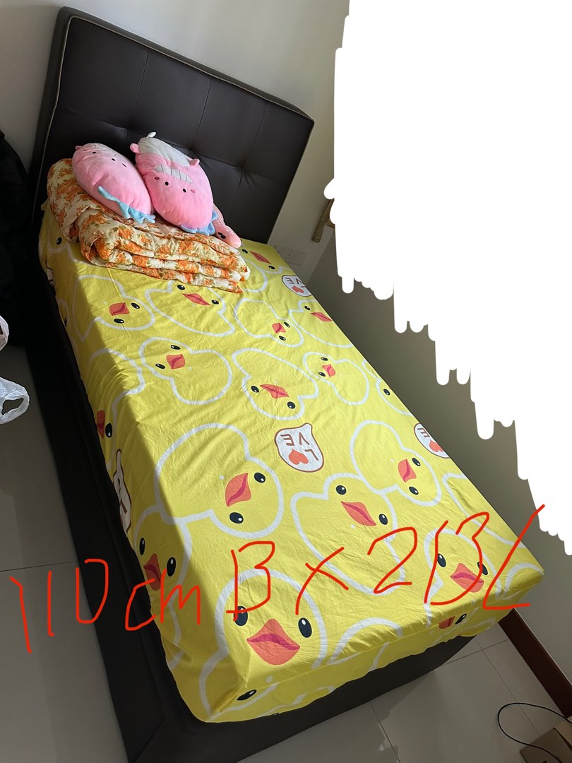 Super single bed frame and brand new top mattress, Furniture & Home