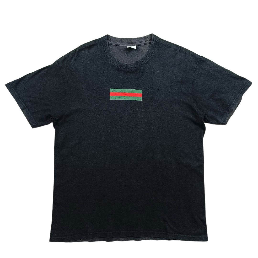 SUPREME GUCCI BOX LOGO TEE Black Fesyen Pria Pakaian Atasan di