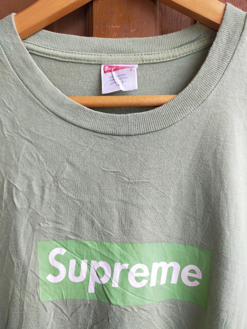 Supreme lime green box logo hot sale tee