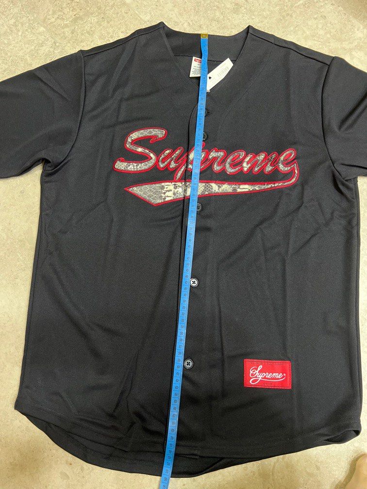 Supreme Snake Script Logo Baseball Jersey w/ Tags - Blue T-Shirts, Clothing  - WSPME32683