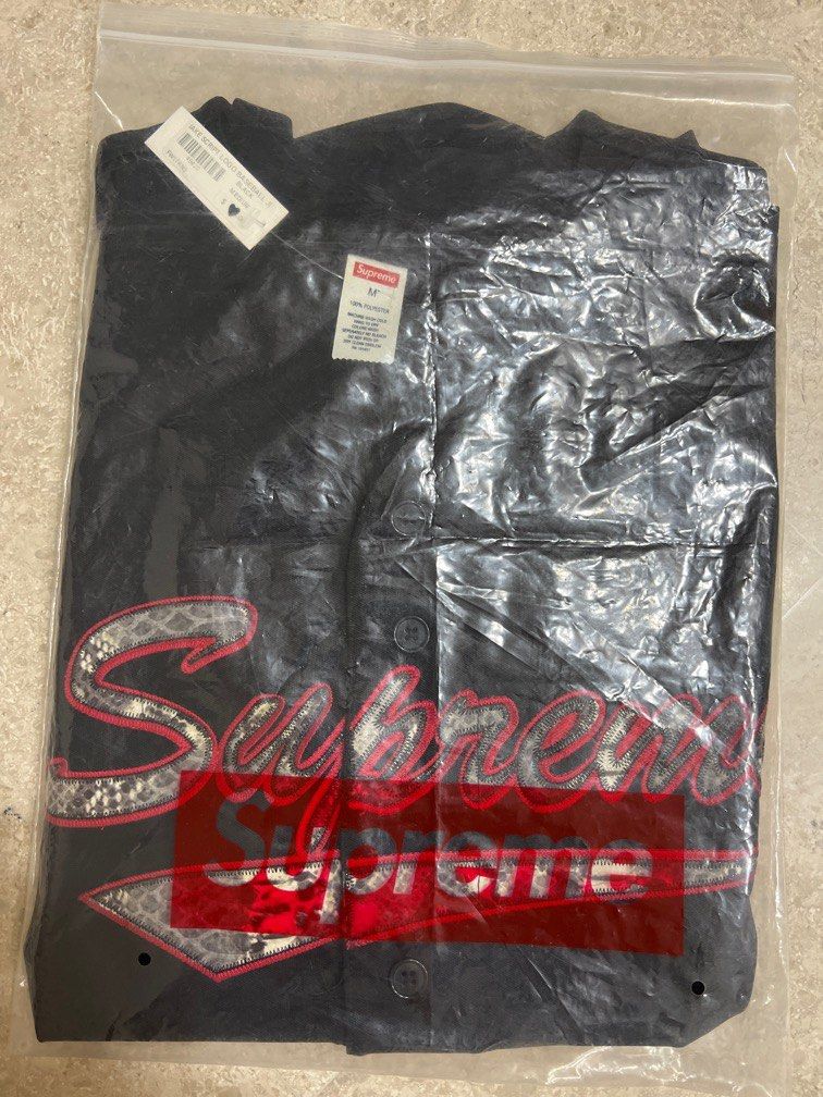 Supreme Snake Script Logo Baseball Jersey w/ Tags - Blue T-Shirts