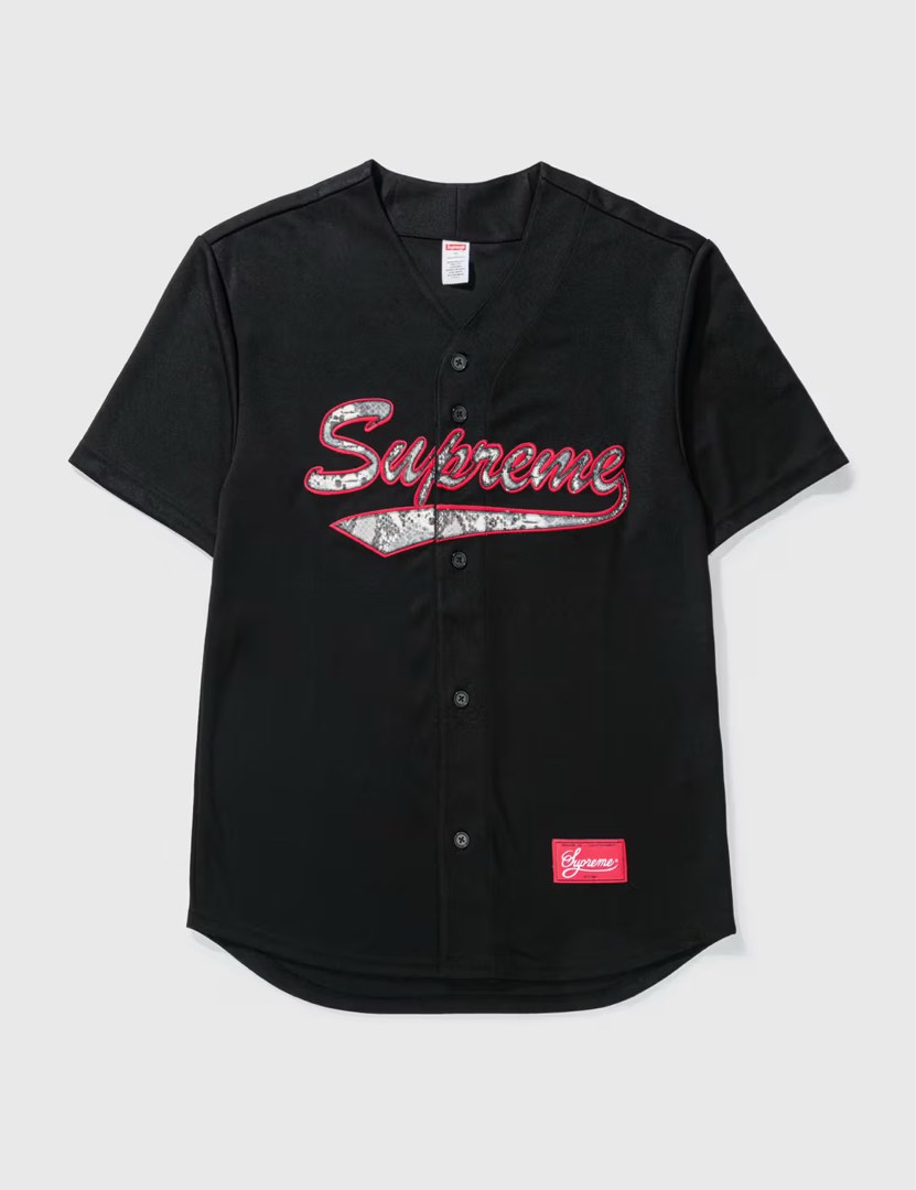 Bait Men Script Logo Baseball Jersey Shirt (Black)