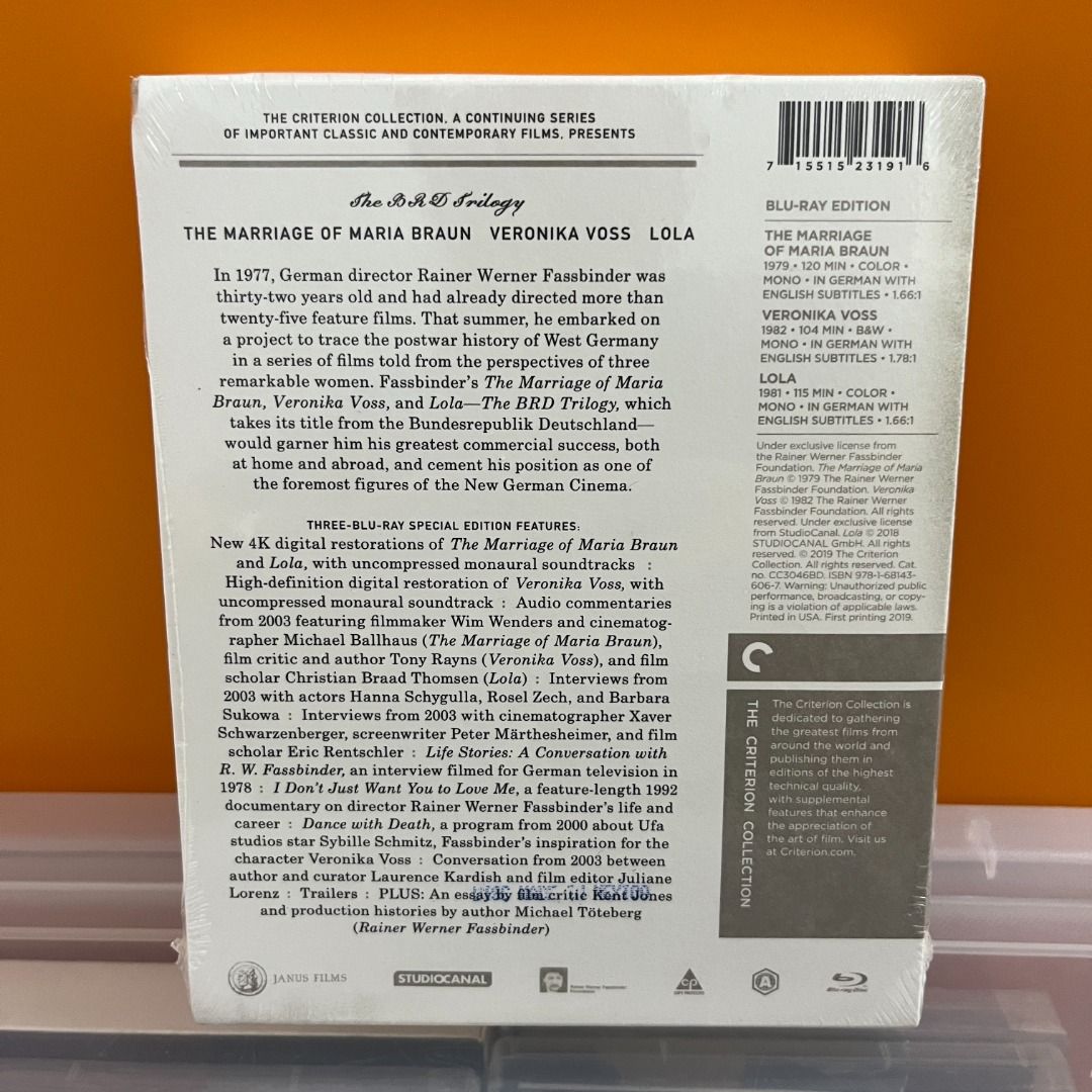 The BRD Trilogy Blu-ray, Criterion, 興趣及遊戲, 音樂、樂器& 配件