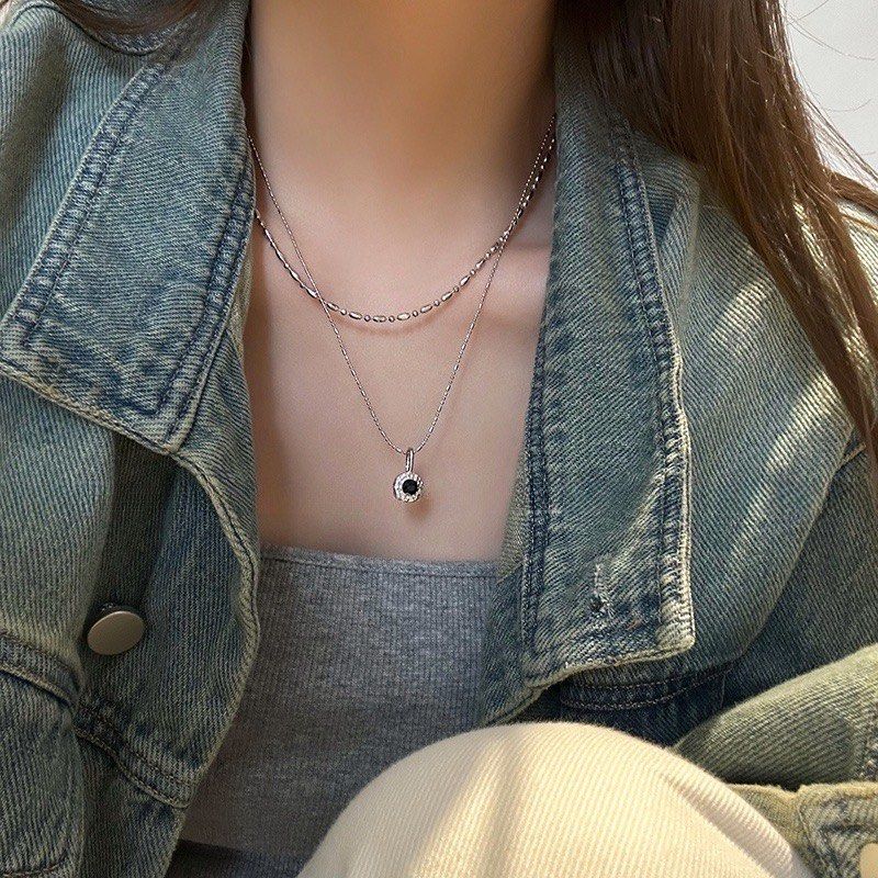 Chain necklace top set silver