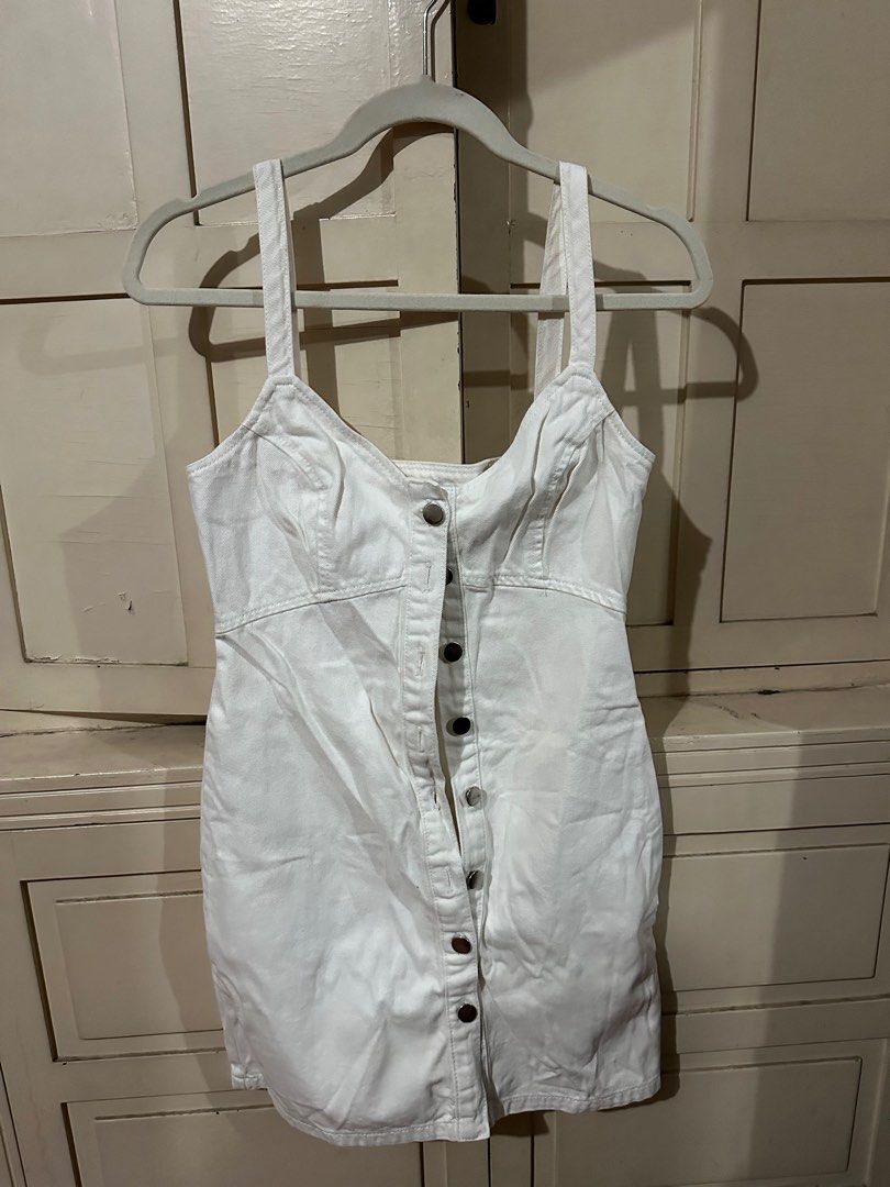 Topshop white denim dress cheap