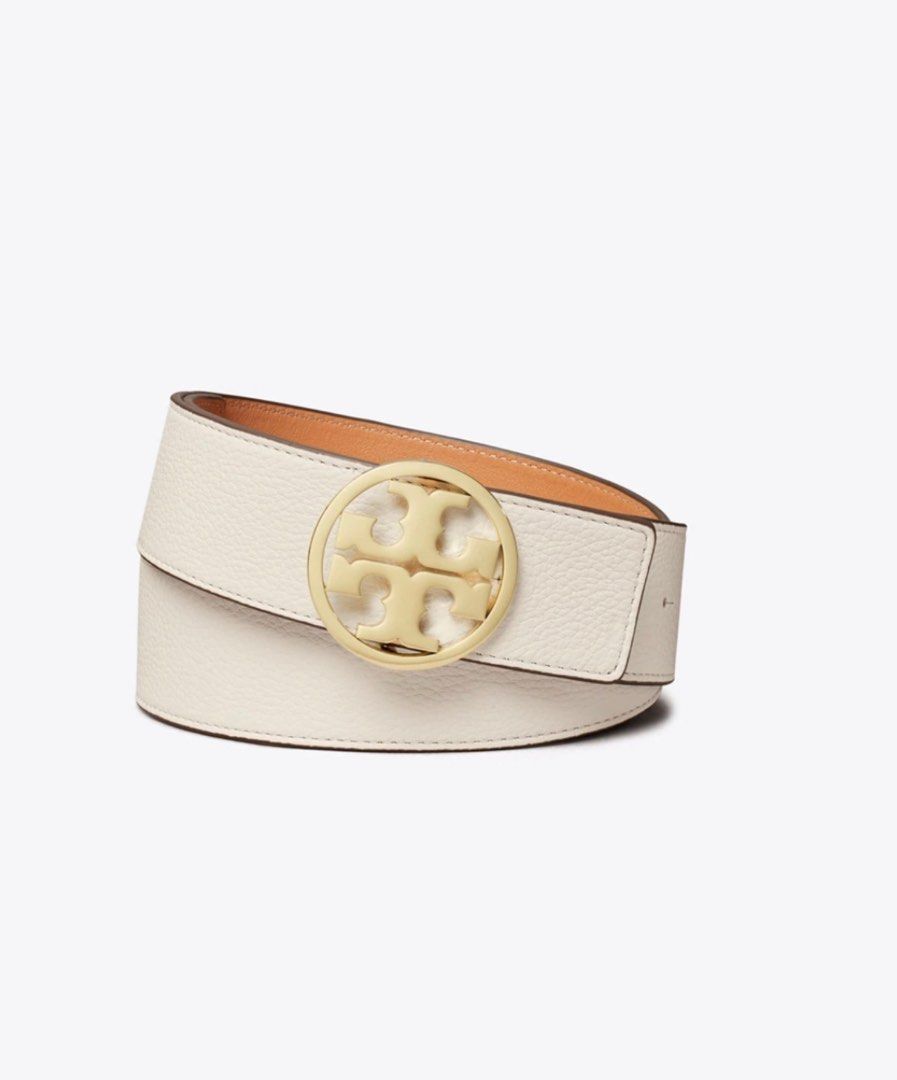 Tory Burch white belt with gold buckle reversible miller belt
