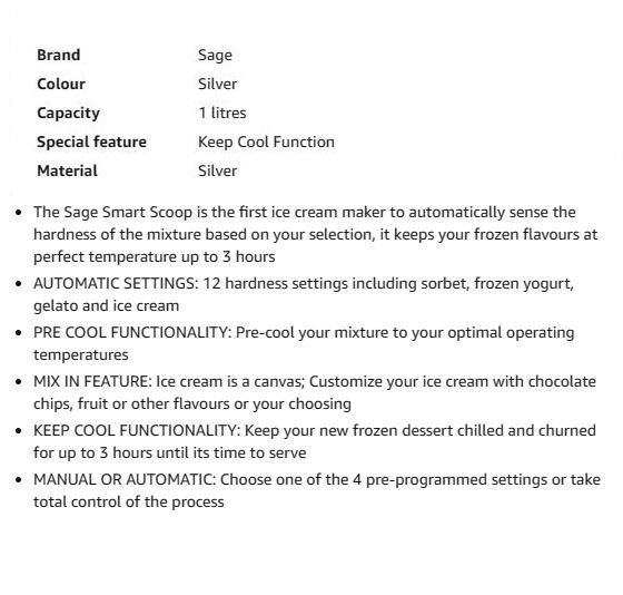 TP Sage BCI600UK the Smart Scoop Ice Cream Maker TV Home