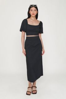 Zara asymmetrical white viscose linen button midi skirt