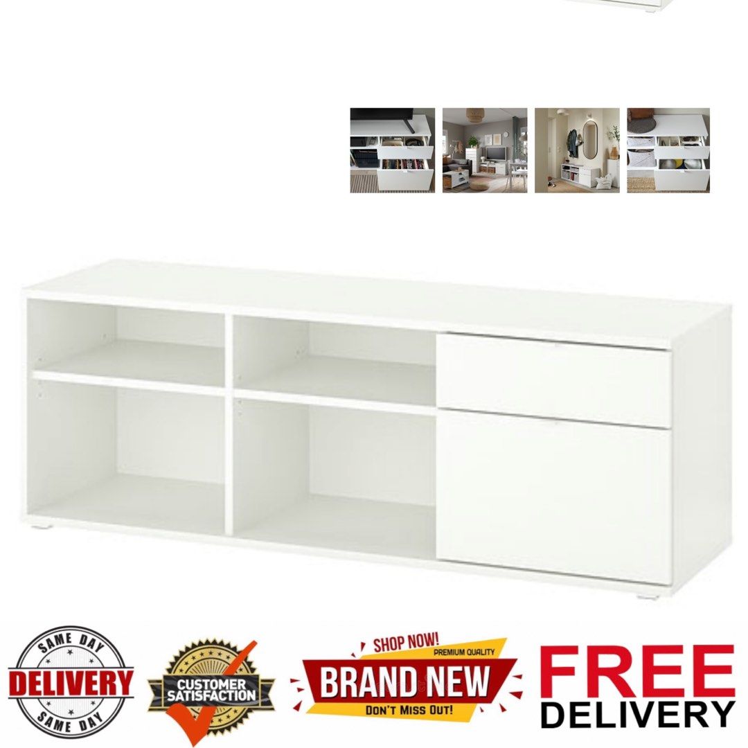 Tv console white colour tv console VIHALS Tv bench White 146 37 50
