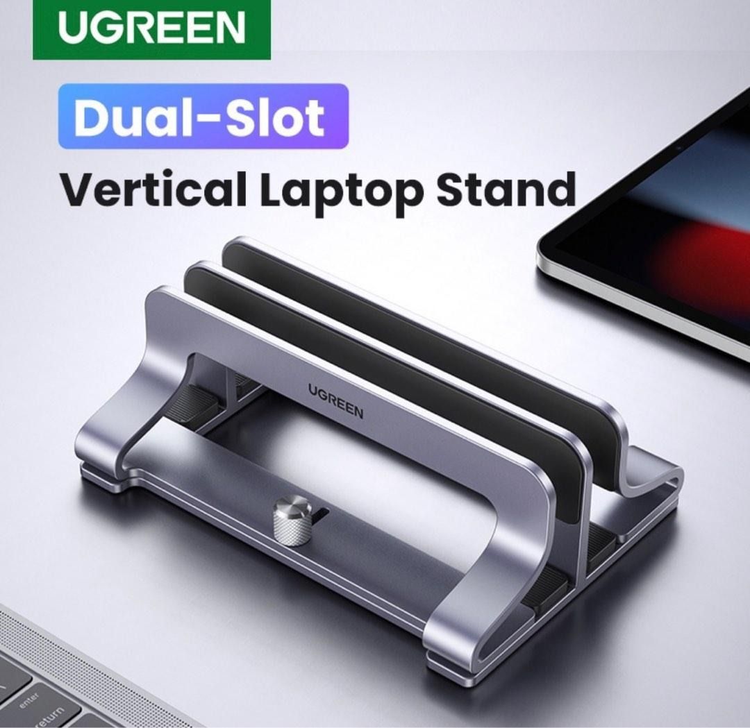 UGREEN 2 Slots Vertical Laptop Stand Holder Adjustable Aluminum Alloy For  26mm Width Laptops, Computers & Tech, Parts & Accessories, Computer Parts  on Carousell