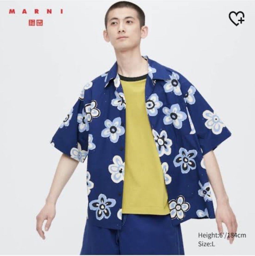 oversized open collar printed short sleeve shirt marni