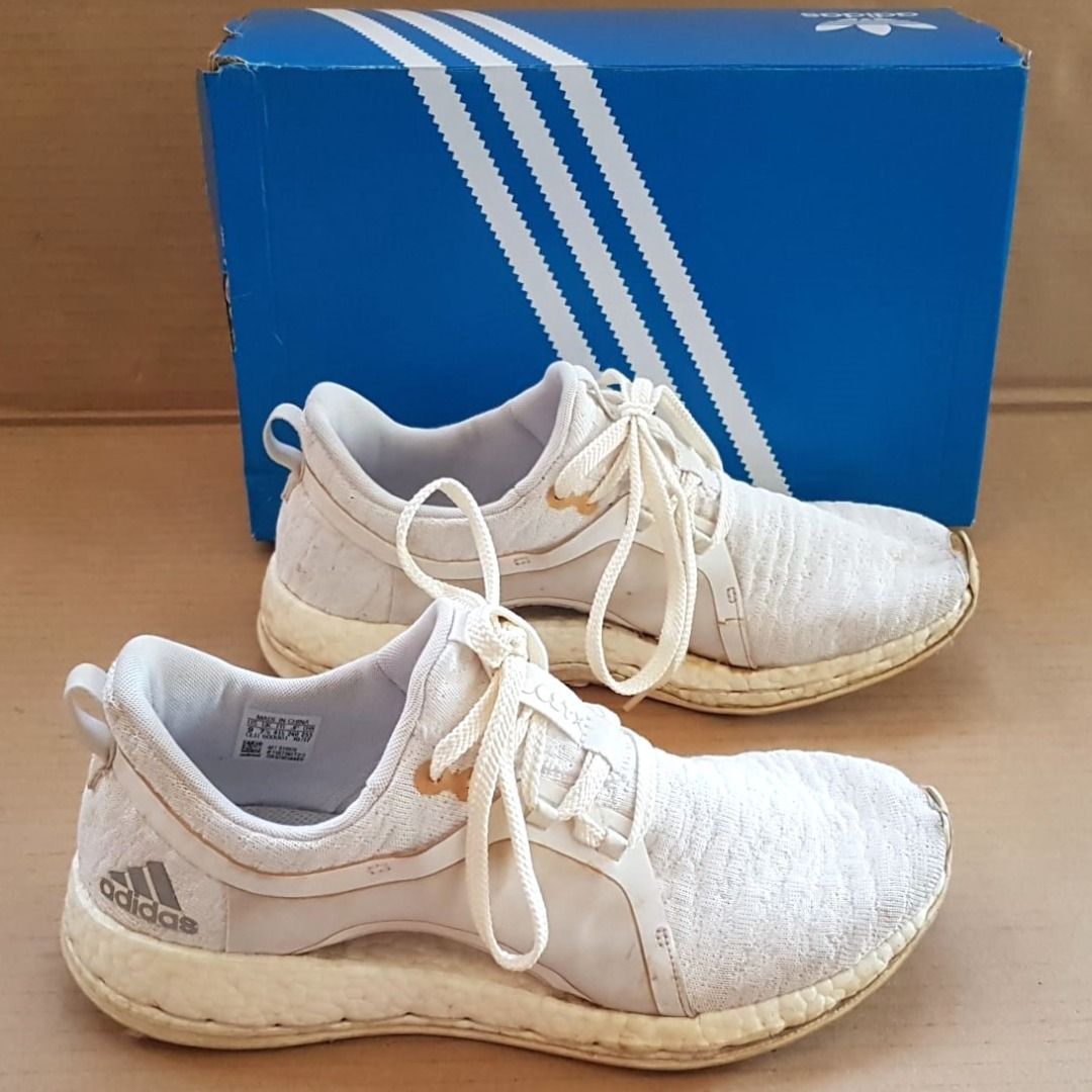 Urban Lifestyle Adidas Pure Boost Shoes US 9 UK 7.5 EUR 41 1 3 Cloud White Silver Metallic Durable Sneakers Foot Hugging Footwear Pop