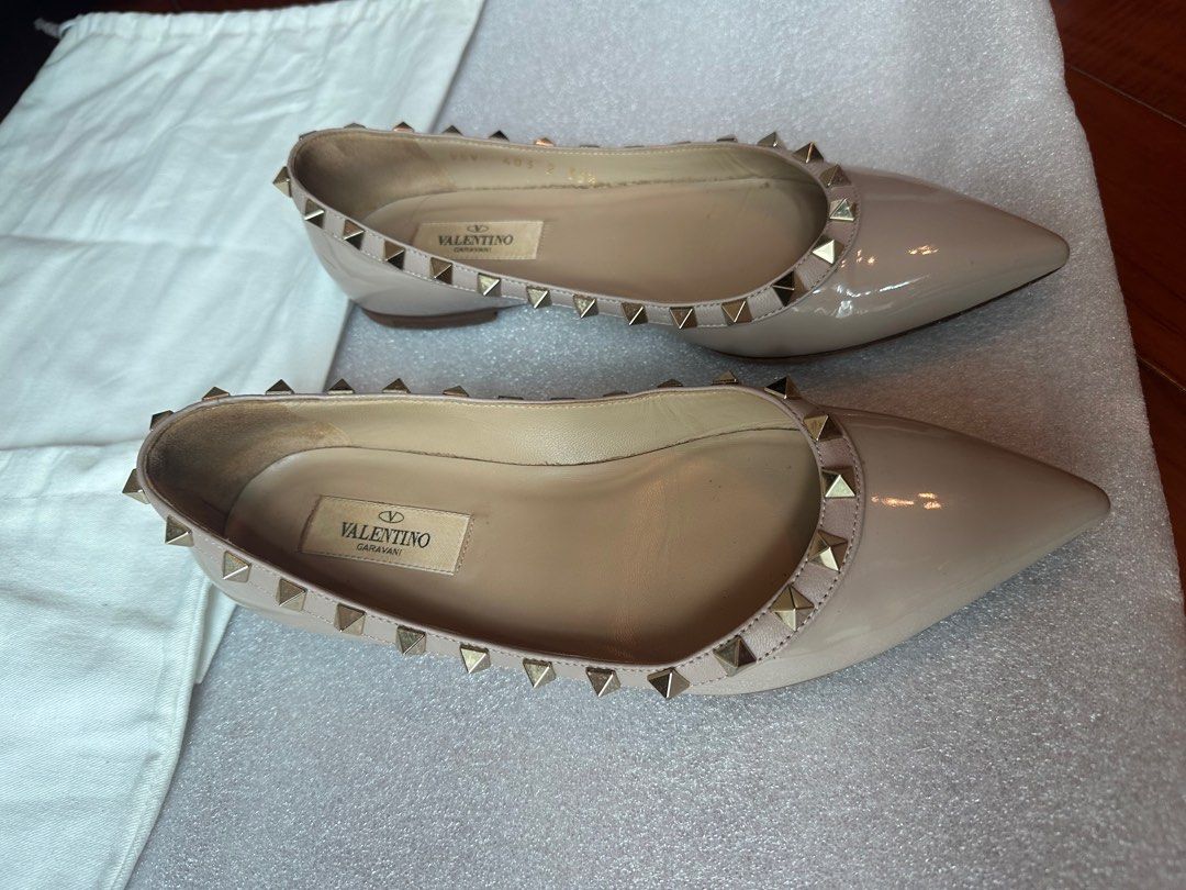 Valentino rockstud flats poudre on sale